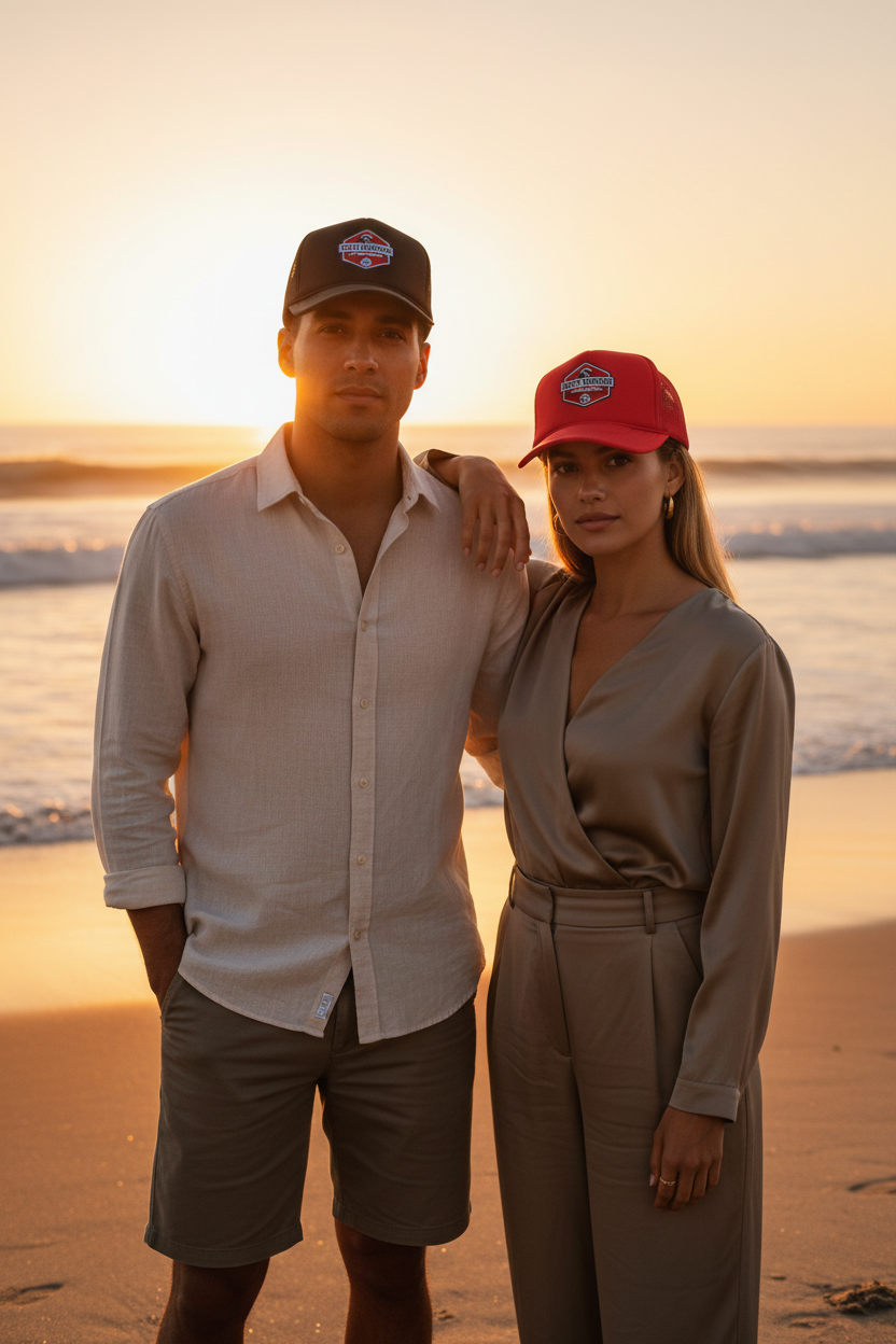 Hex Wave Trucker Couple Beach