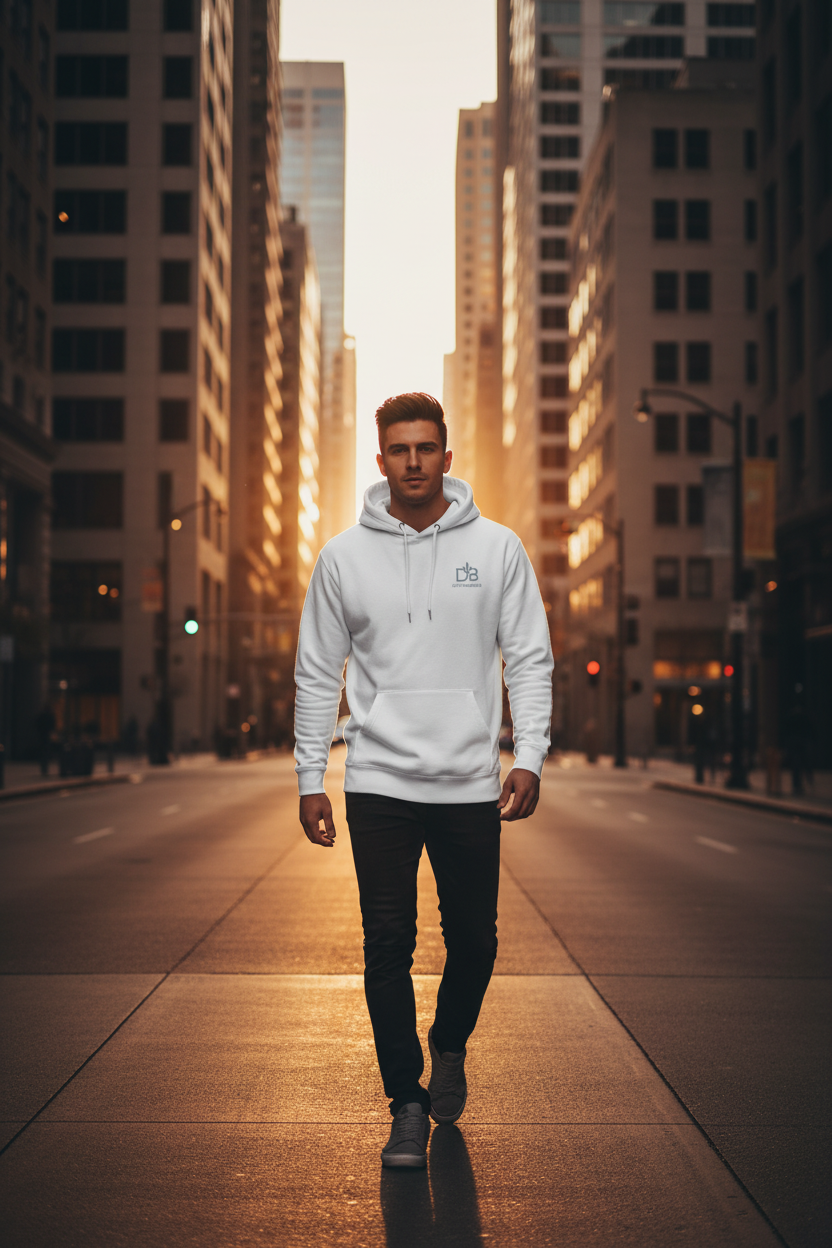 Hoodie White Male Urban