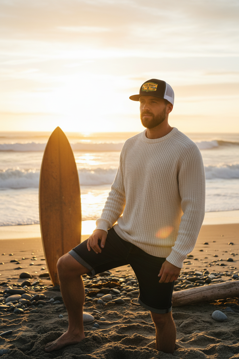 Wave Line Cap Beach
